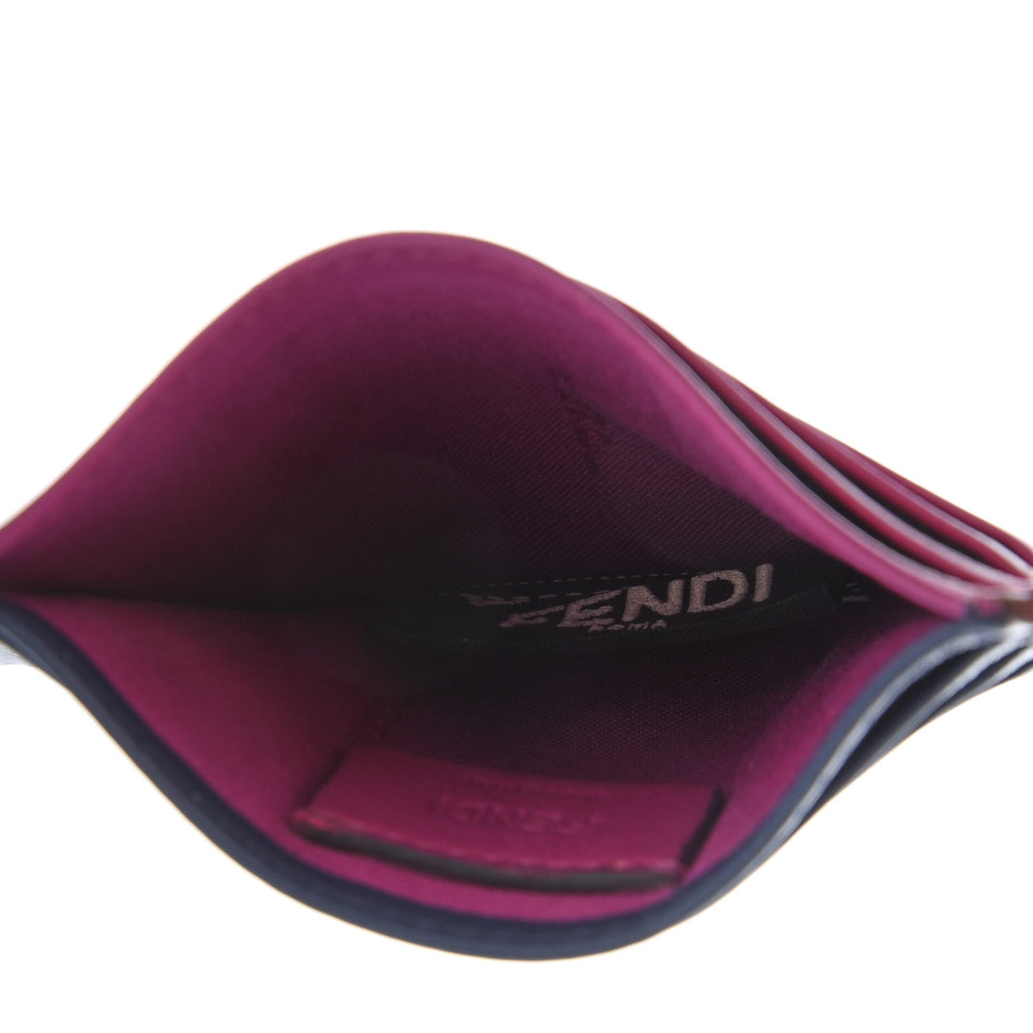 Fendi Vitello Dolce Bi-Color Card Holder Magenta Cobalt 5 of 7