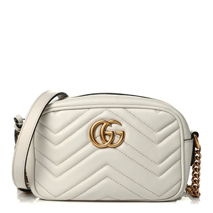 Gucci Calfskin Matelasse Mini GG Marmont Chain Shoulder Bag White 1 of 7