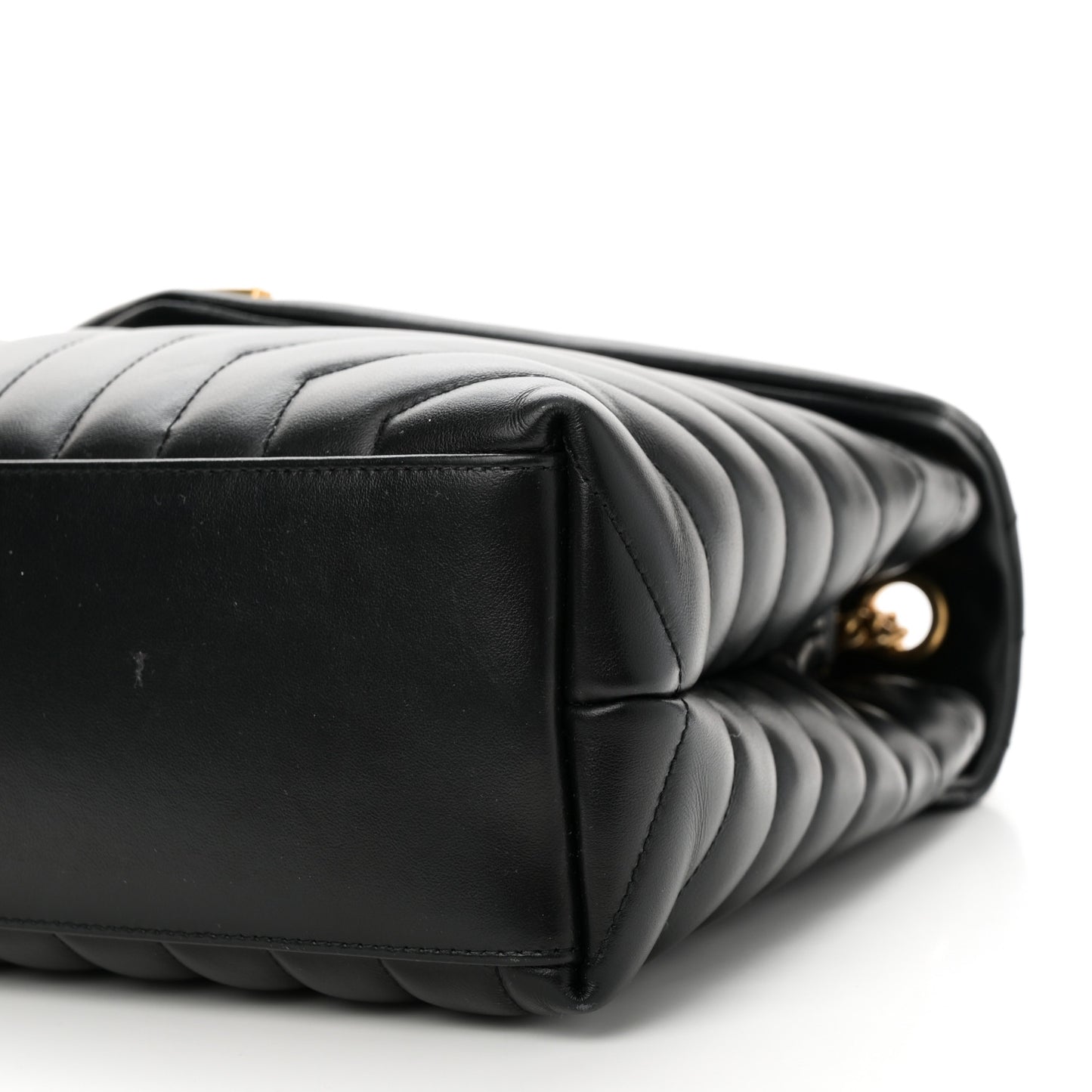 Calfskin Y Quilted Monogram Medium Loulou Chain Satchel Black