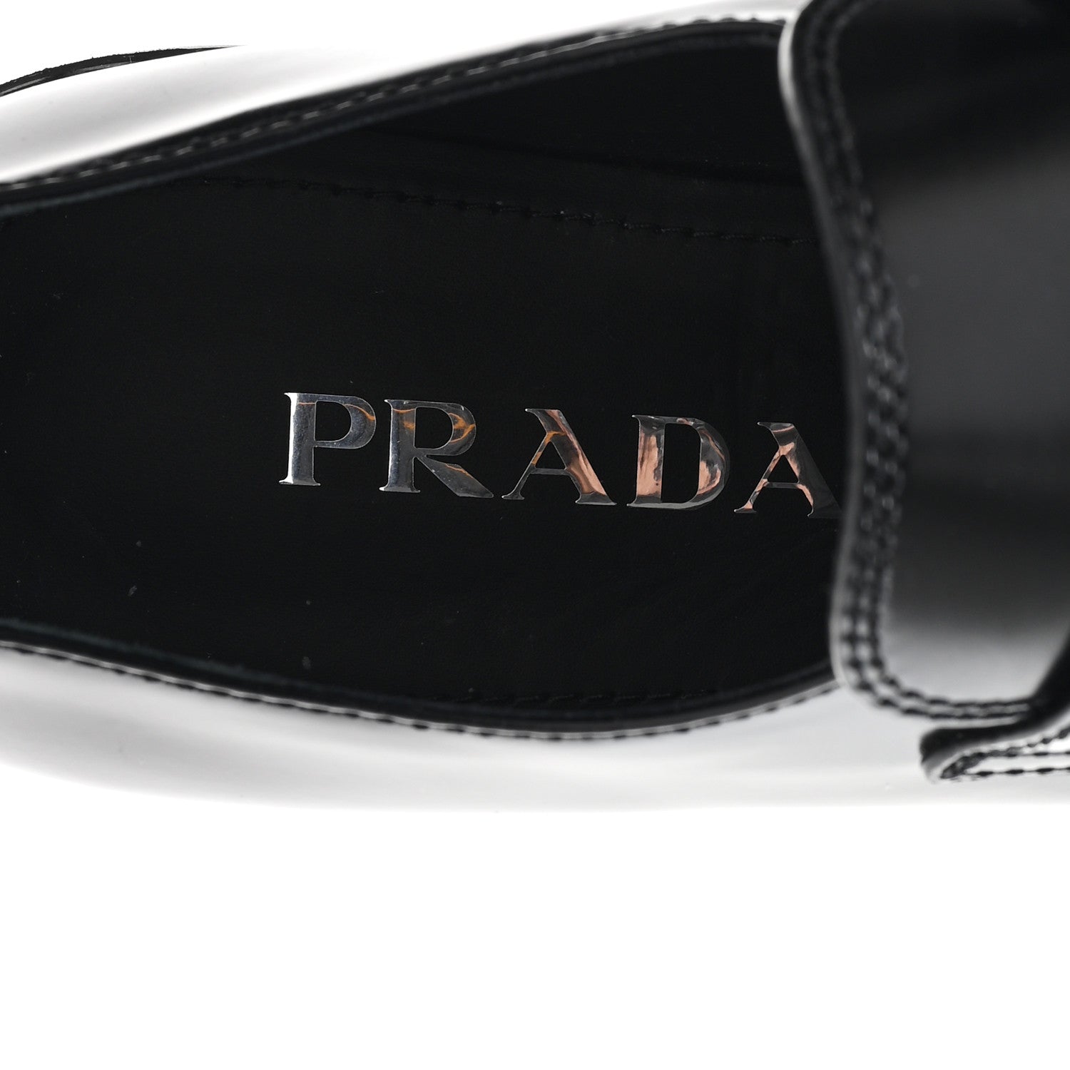 Prada Spazzolato Metal Triangle Logo 50mm Loafers 38 Black 7 of 9