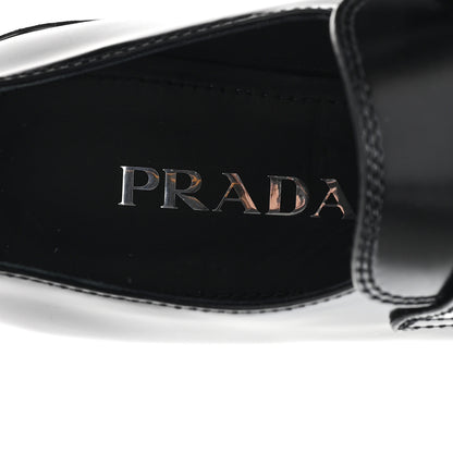 Prada Spazzolato Metal Triangle Logo 50mm Loafers 38 Black 7 of 9