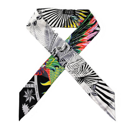 Hermes Silk Mythiques Phoenix Coloriages Twilly Blanc Noir Multicolor 1 of 4