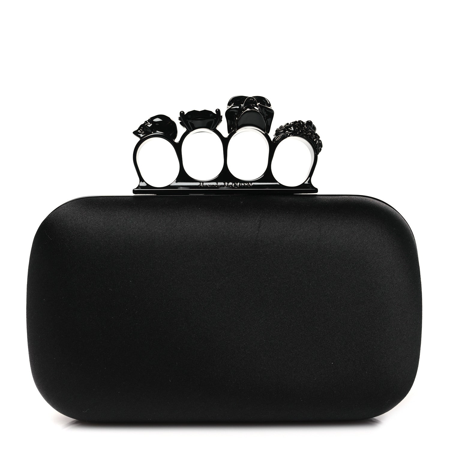Alexander McQueen Silk Knucklebox Clutch Black 1 of 8