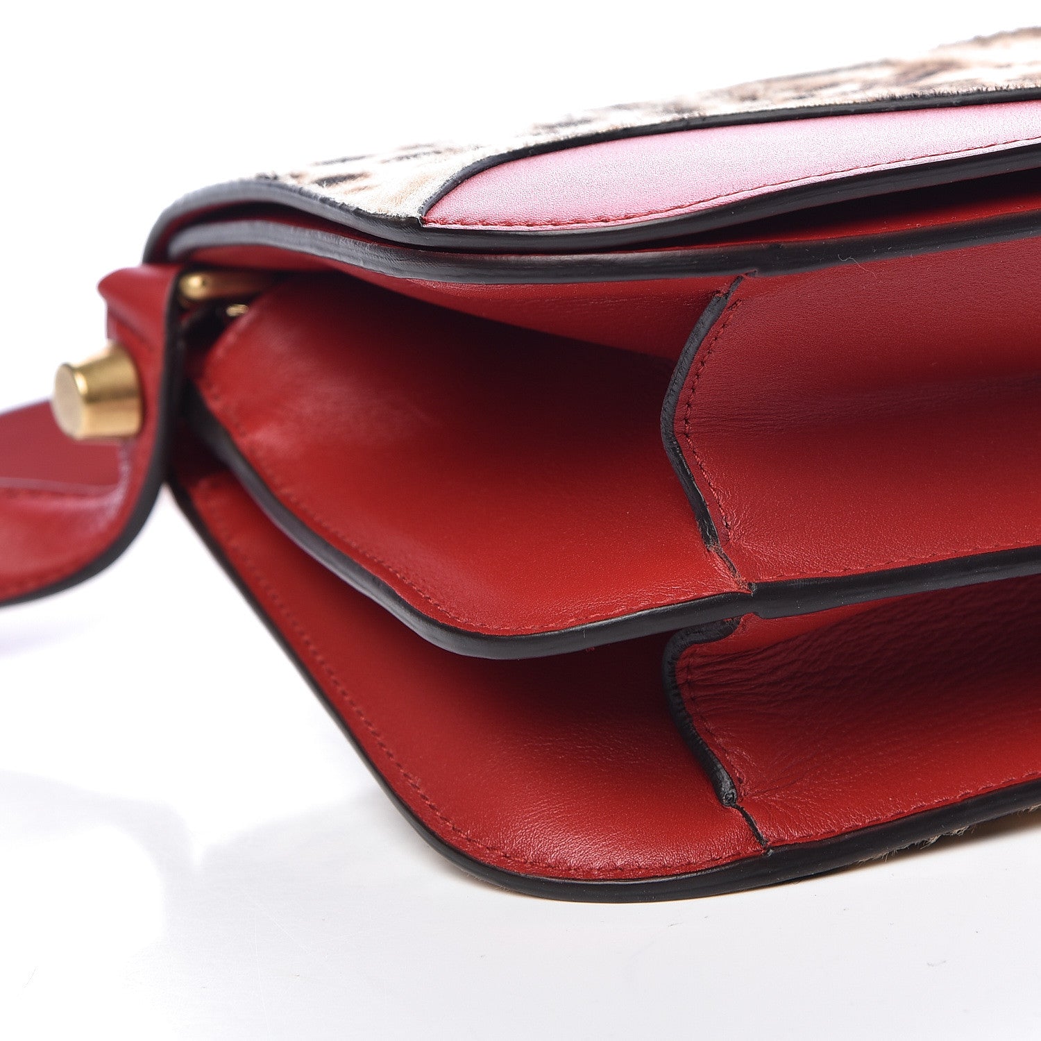 Gucci Calf Hair Leopard Print Shoulder Bag Red 10 of 12