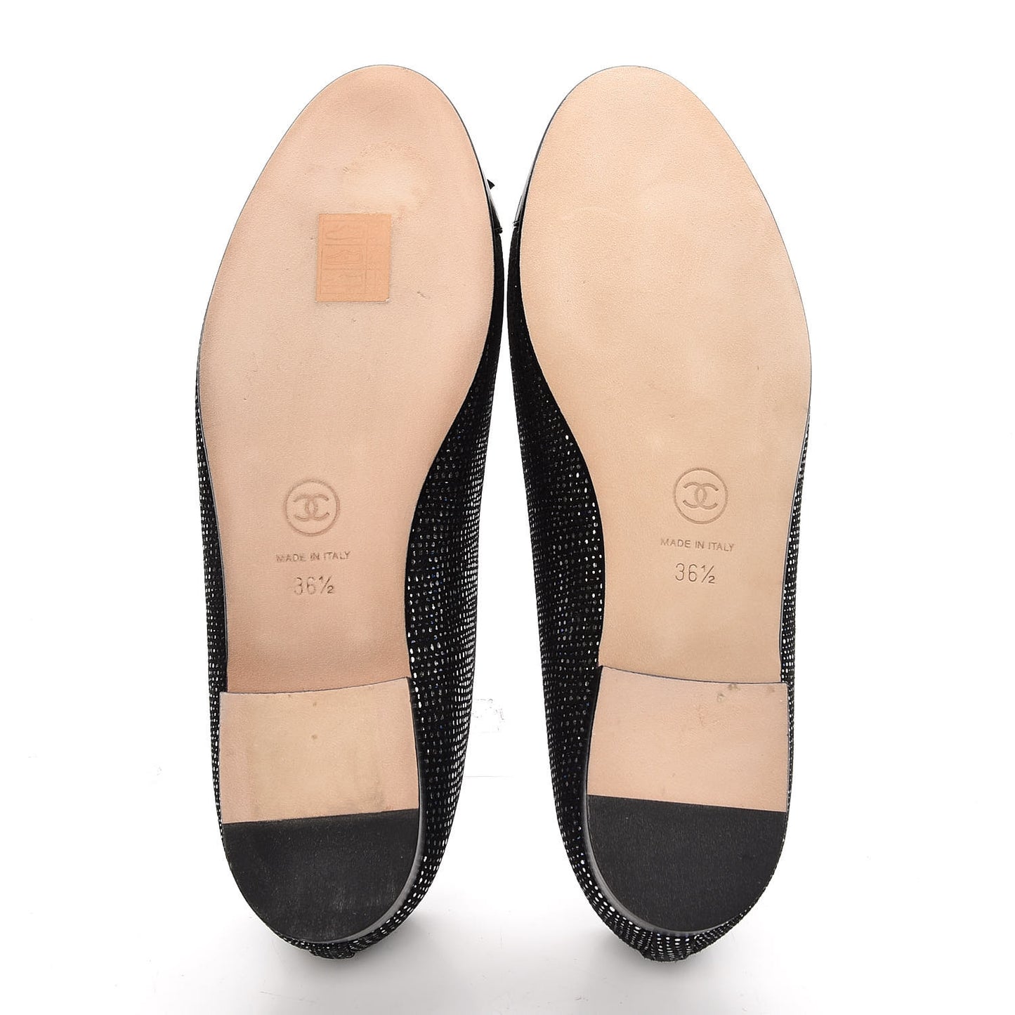 Fantasy Goatskin Patent Calfskin CC Cap Toe Ballerina Flats 36.5 Black Blue
