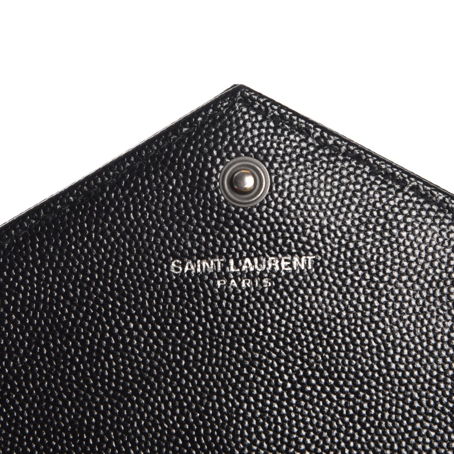 Grain De Poudre Matelasse Chevron Monogram Envelope Chain Wallet Black