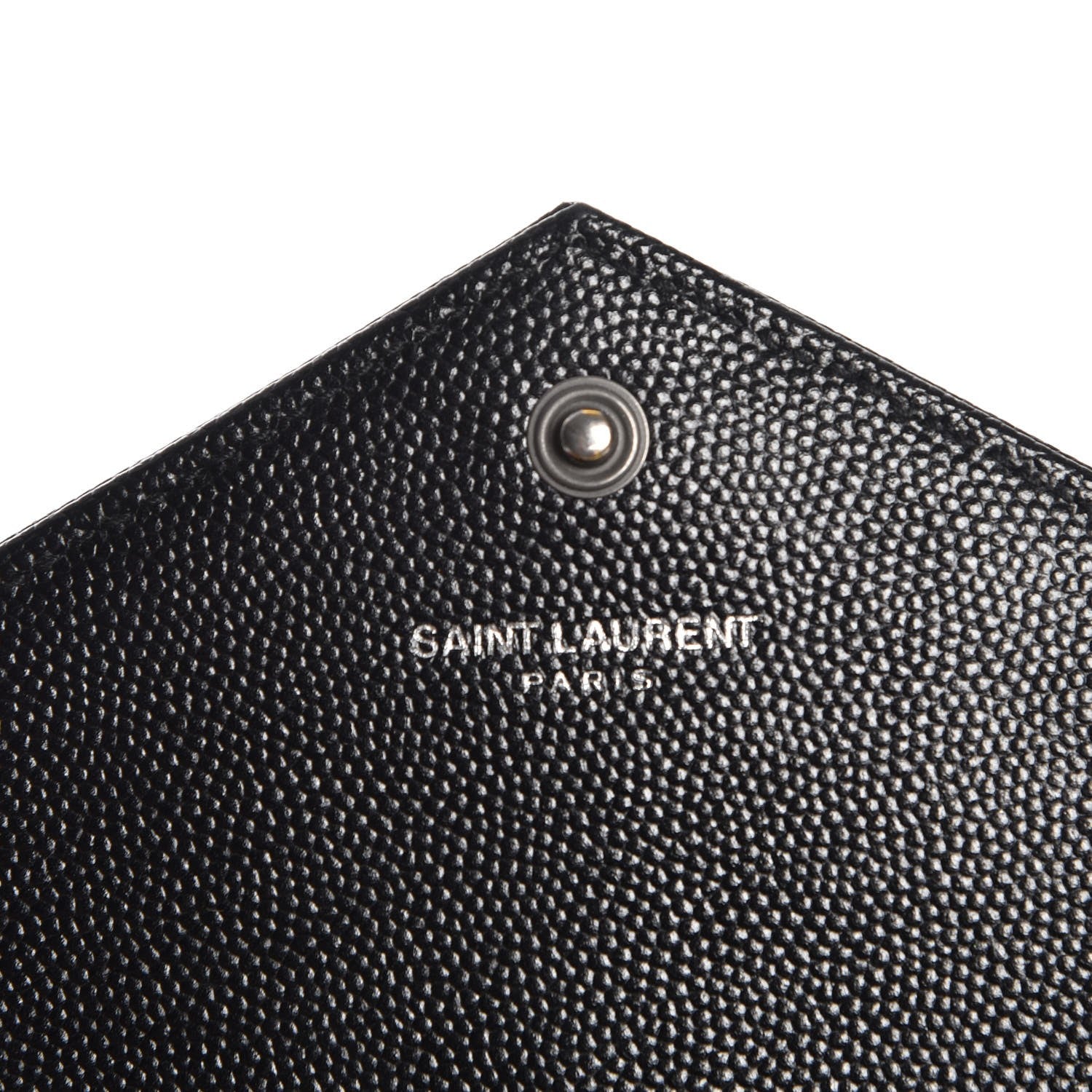 Saint Laurent Grain De Poudre Matelasse Chevron Monogram Envelope Chain Wallet Black 7 of 8