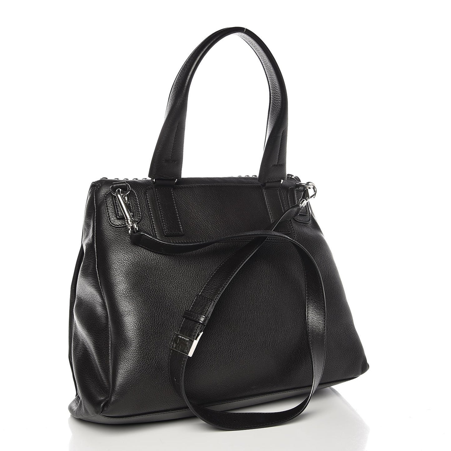 Calfskin Studded Medium Pandora Pure Flap Bag Black White
