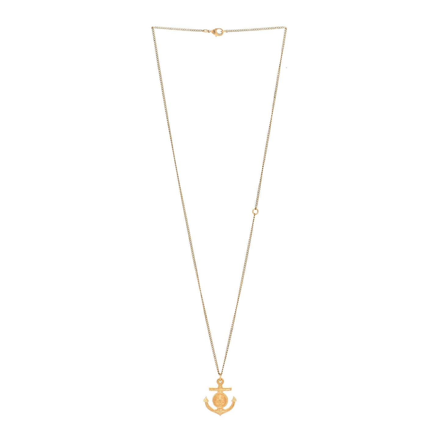 Anchor CC Pendant Necklace Gold