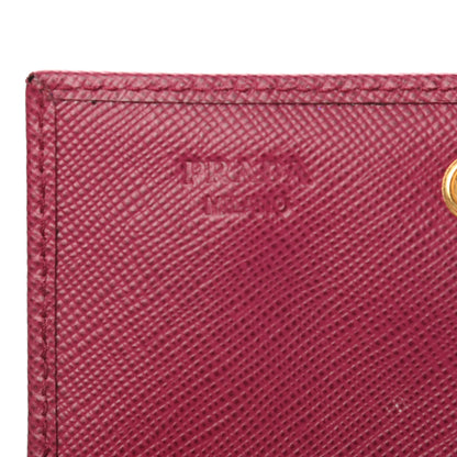 Prada Saffiano Metal Bi-Fold Card Holder Wallet Peonia 6 of 8