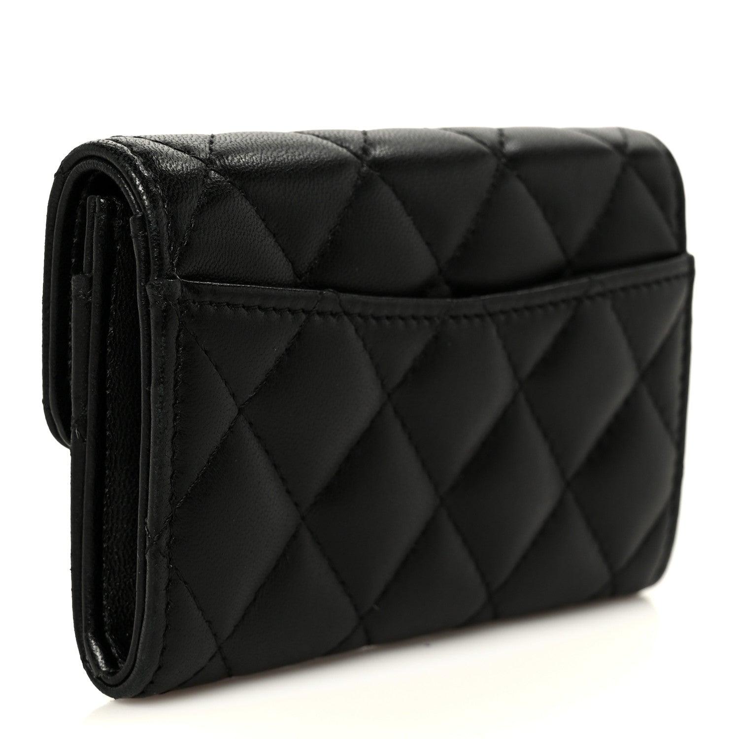 Chanel Lambskin Quilted Flap Card Holder Wallet Black 3 of 10