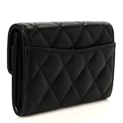 Chanel Lambskin Quilted Flap Card Holder Wallet Black 3 of 10