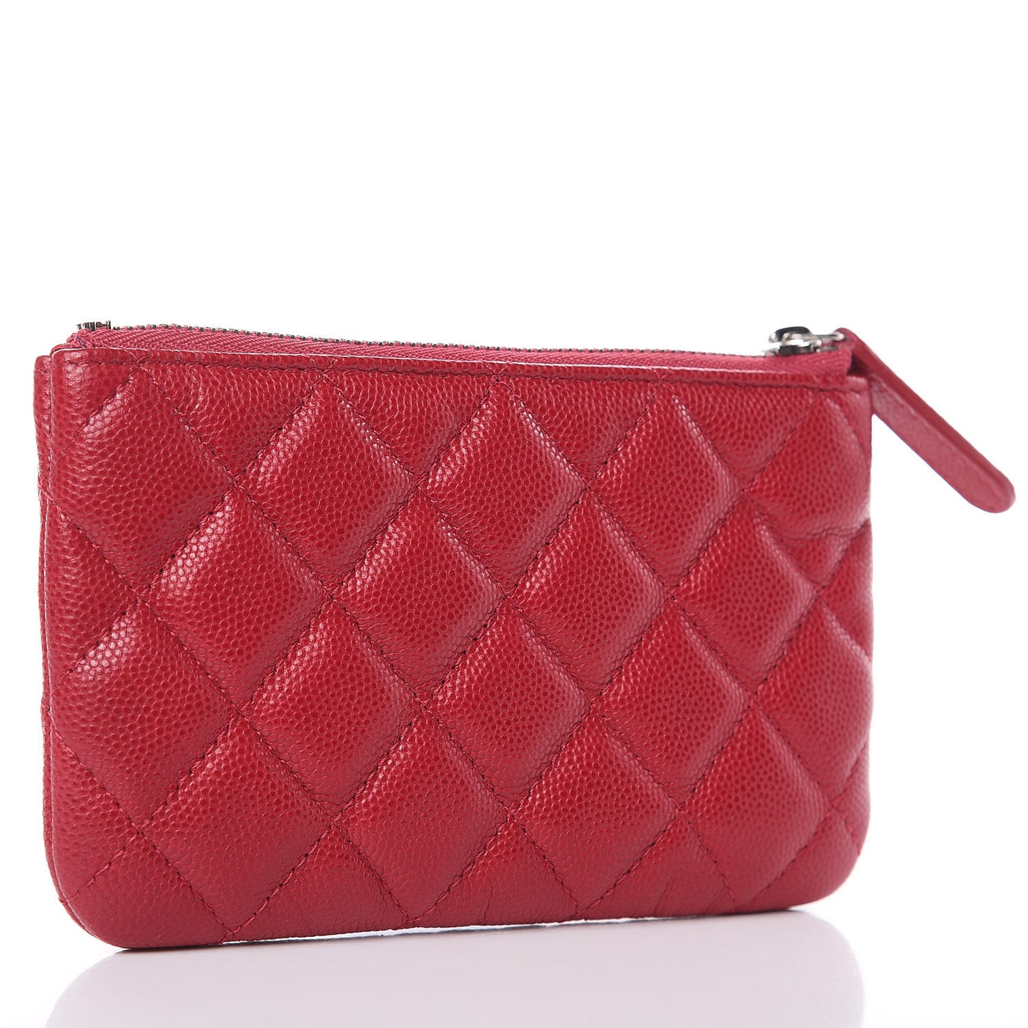 Caviar Quilted Small Cosmetic Case Dark Pink