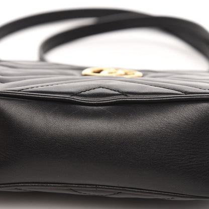 Gucci Calfskin Matelasse Mini GG Marmont Chain Shoulder Bag Black 11 of 12