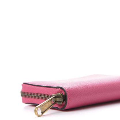 Gucci Grained Calfskin Logo Zip Around Card Case Box Pink Green 6 of 10