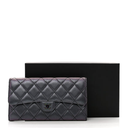 Chanel Iridescent Goatskin Quilted Large Flap Wallet Purple 9 of 9