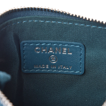 Chanel Lambskin Chevron Quilted Studded Small Cosmetic Case Blue 6 of 7