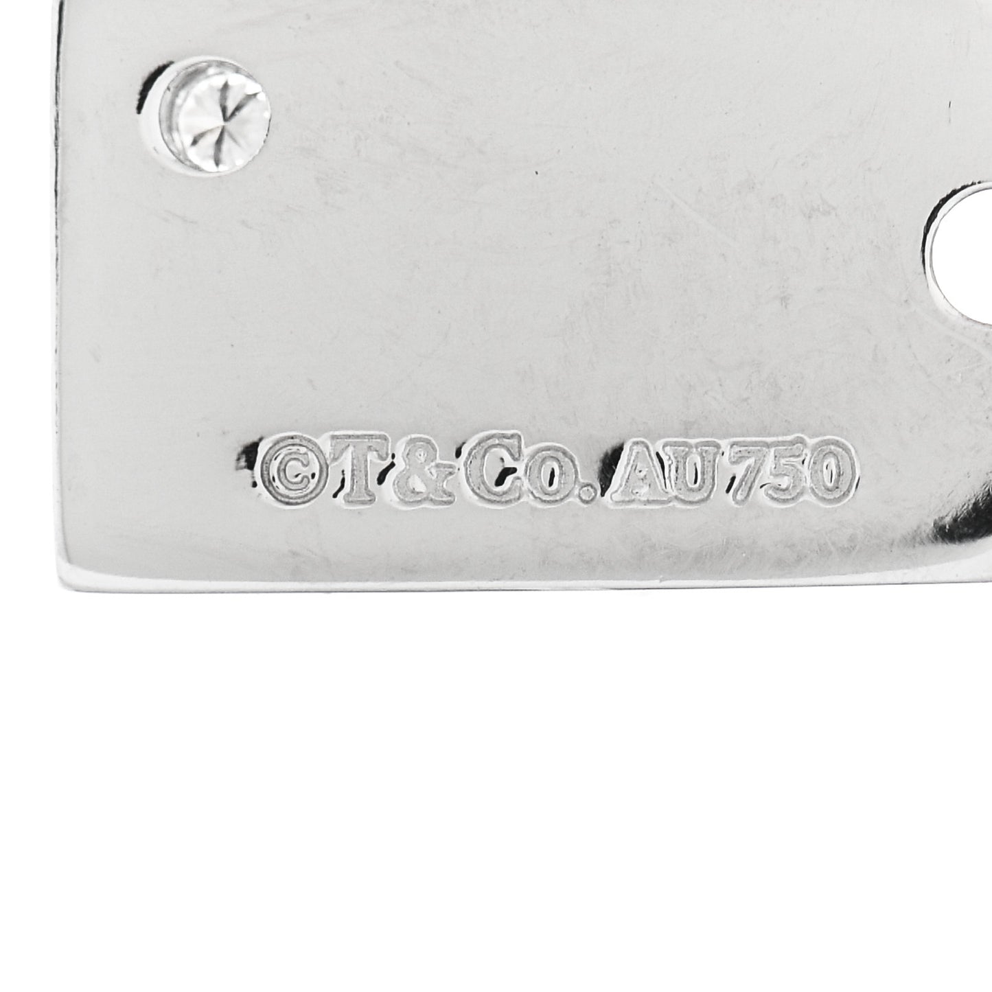 18K White Gold Diamond Tag Charm Pendant