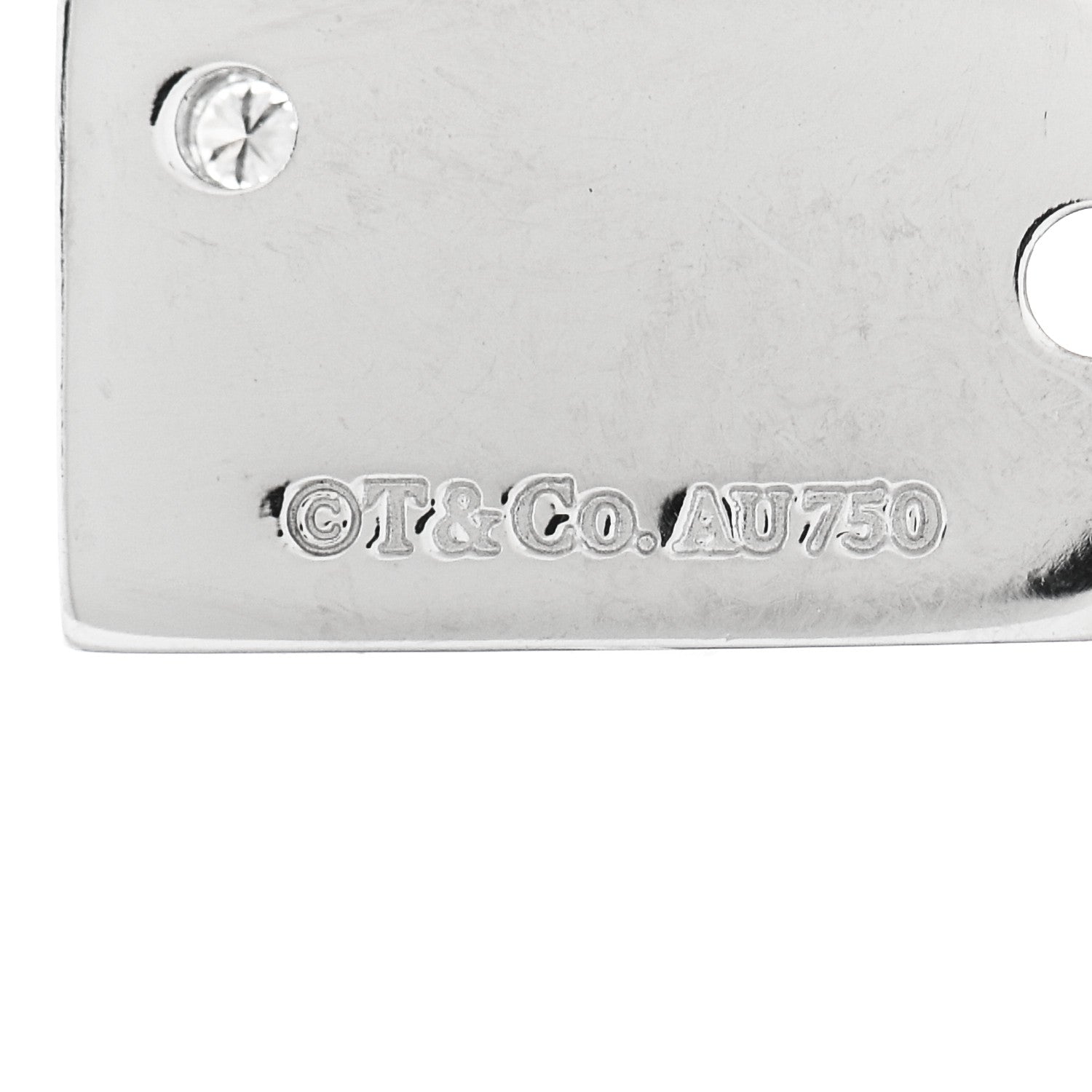 Tiffany 18K White Gold Diamond Tag Charm Pendant 3 of 5