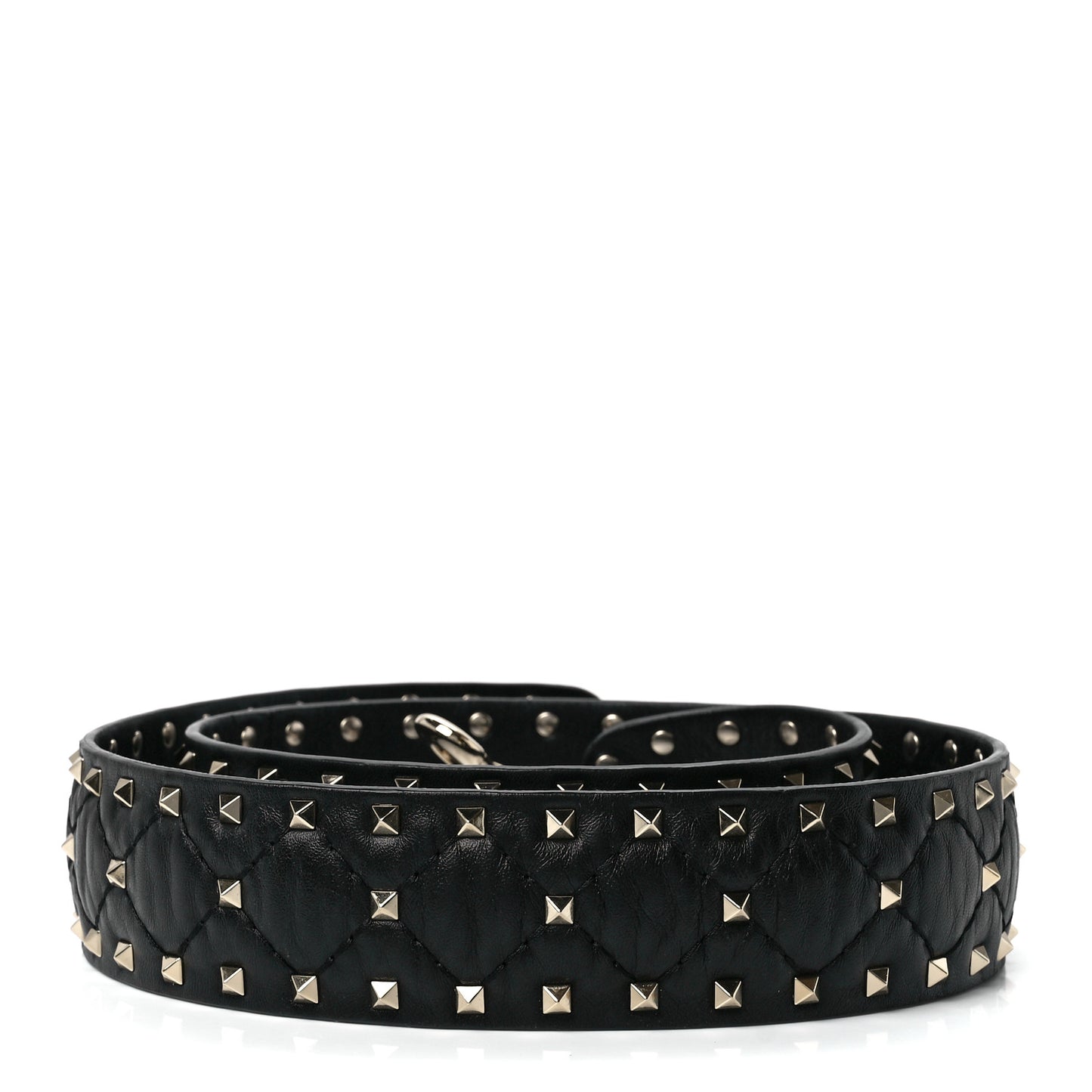Lambskin Rockstud Spike Shoulder Strap Black