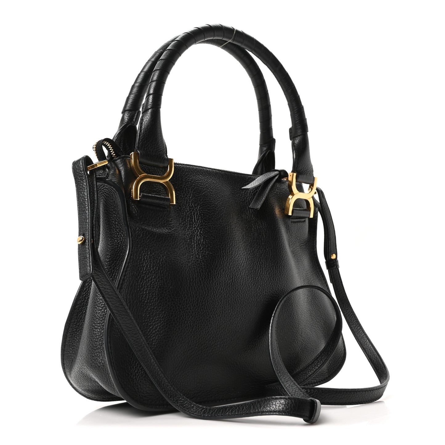 Calfskin Small Marcie Satchel Black