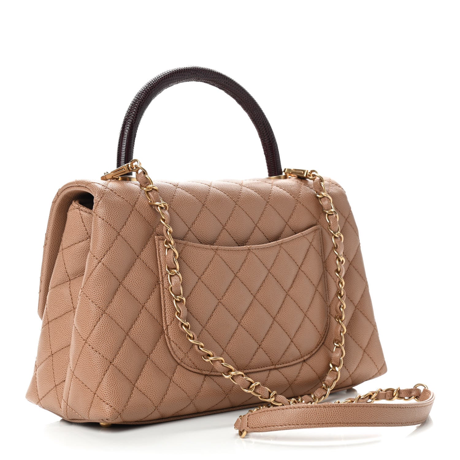 Chanel Caviar Lizard Embossed Quilted Small Coco Handle Flap Beige 3 of 9