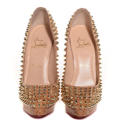 Christian Louboutin Cork Alti Spikes 160 Pumps 35 Natural Gold 2 of 7