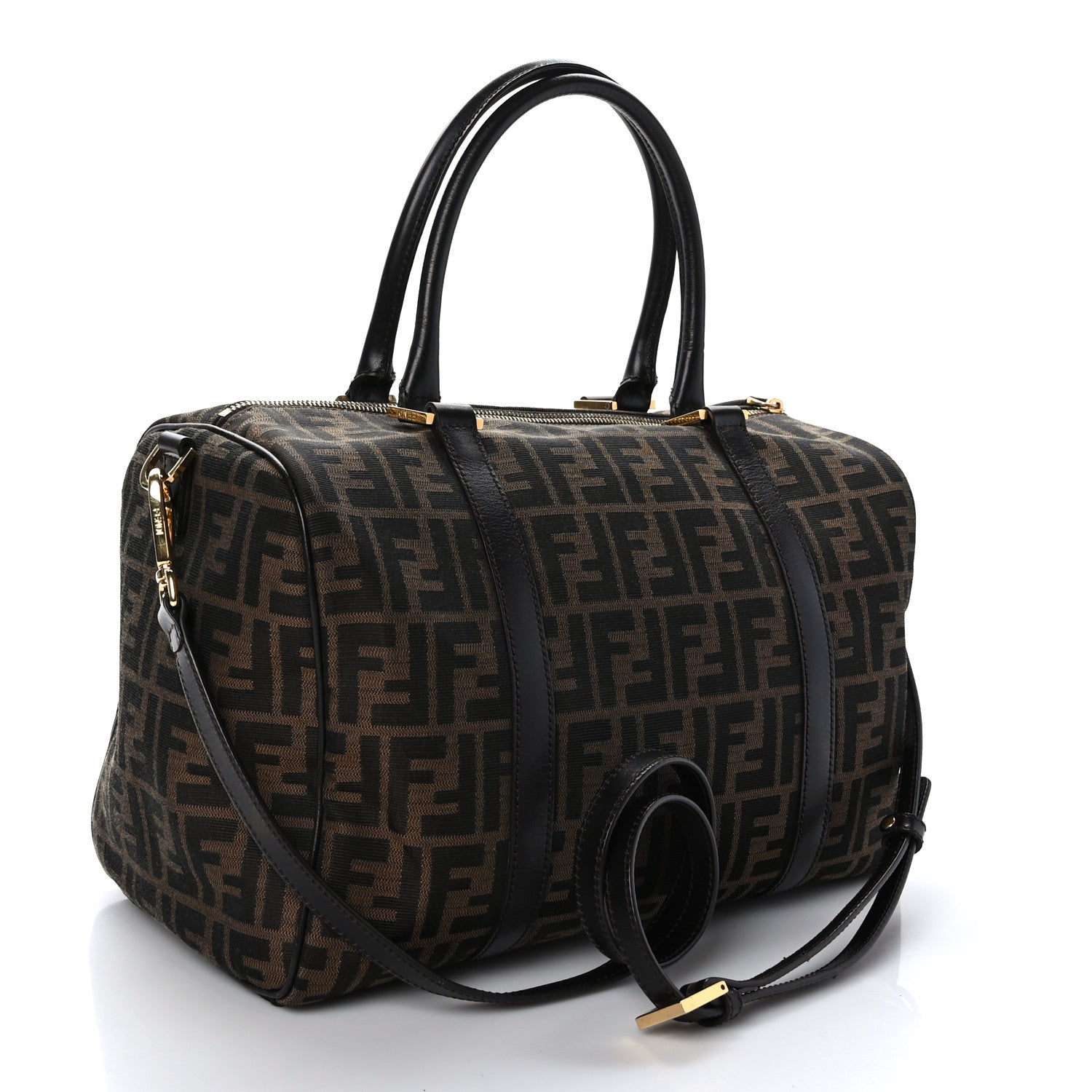 Fendi Zucca Medium Convertible Boston Satchel Tobacco Brown 3 of 11