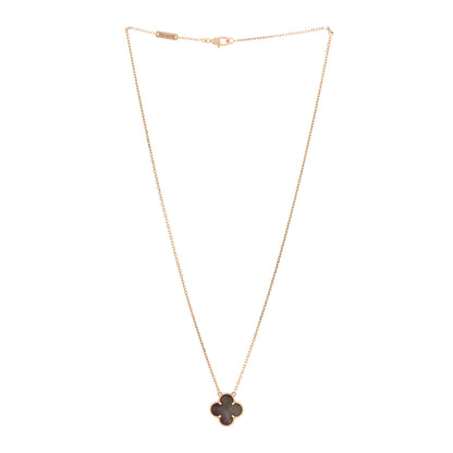 Van Cleef & Arpels 18K Rose Gold Gray Mother of Pearl Vintage Alhambra Pendant Necklace 3 of 4