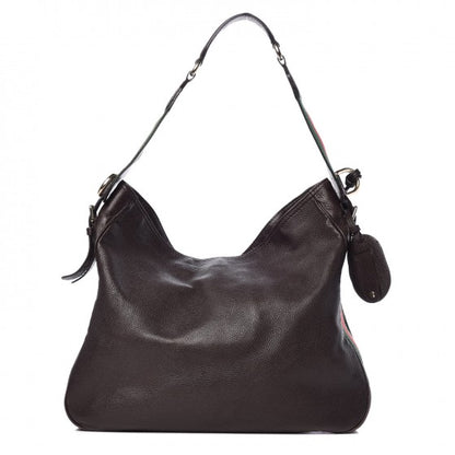Gucci Pebbled Calfskin Medium Heritage Shoulder Bag Dark Brown 1 of 12
