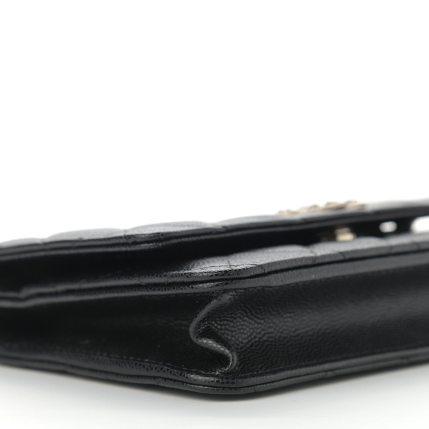 Caviar Quilted Crystal CC Wallet On Chain WOC Black