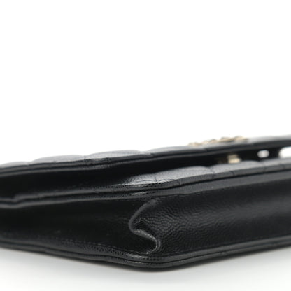 Chanel Caviar Quilted Crystal CC Wallet On Chain WOC Black 10 of 13