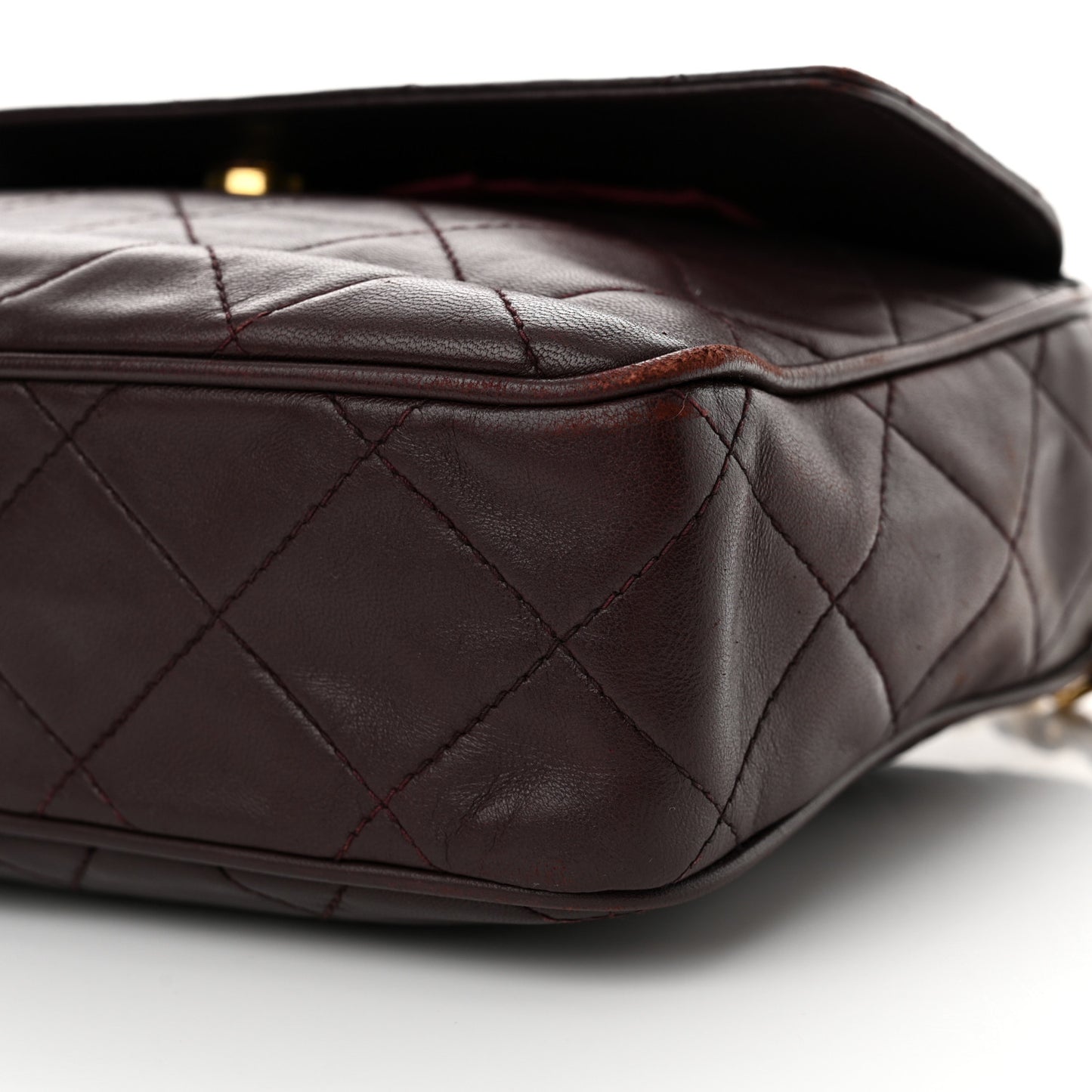 Lambskin Quilted Tassel CC Camera Case Burgundy