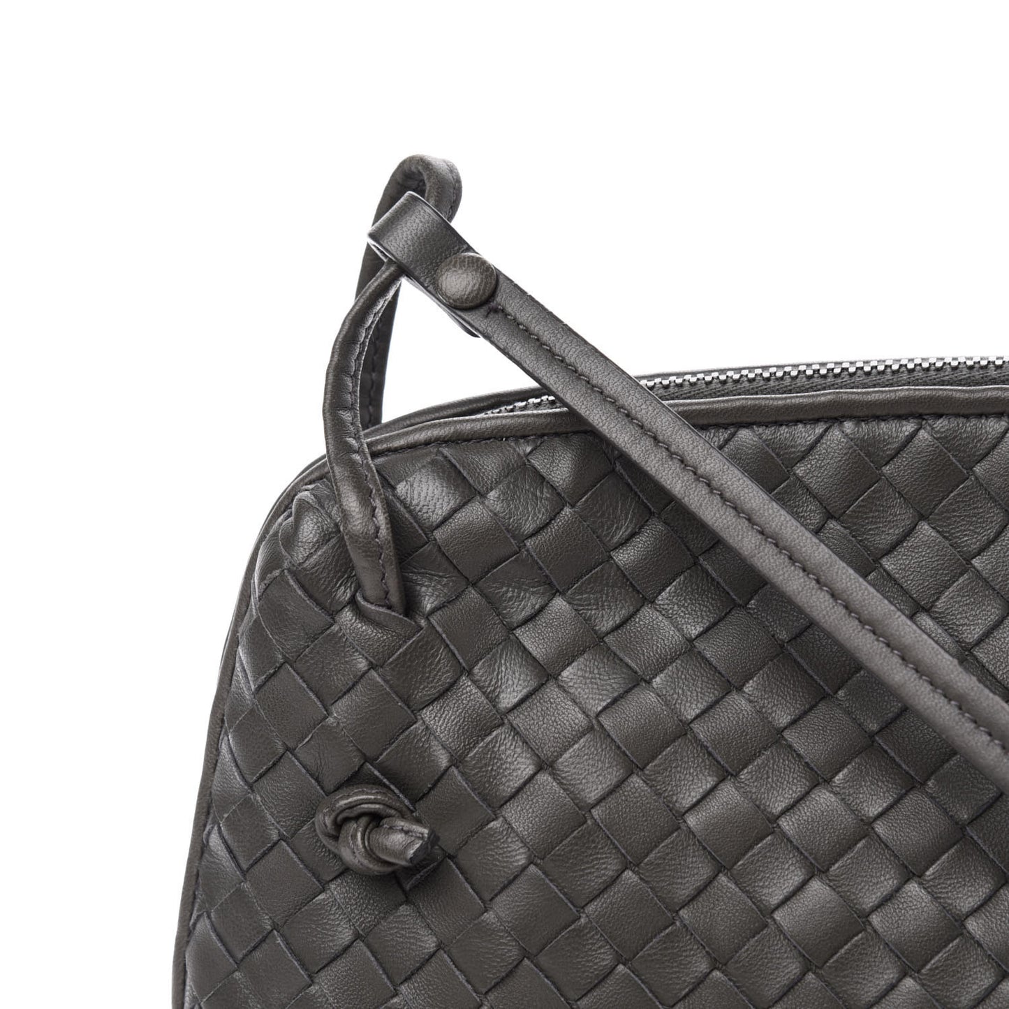 Nappa Intrecciato Pillow Crossbody Messenger Light Grey