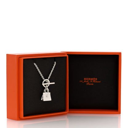 Hermes Sterling Silver Birkin Amulette Pendant Necklace 6 of 6