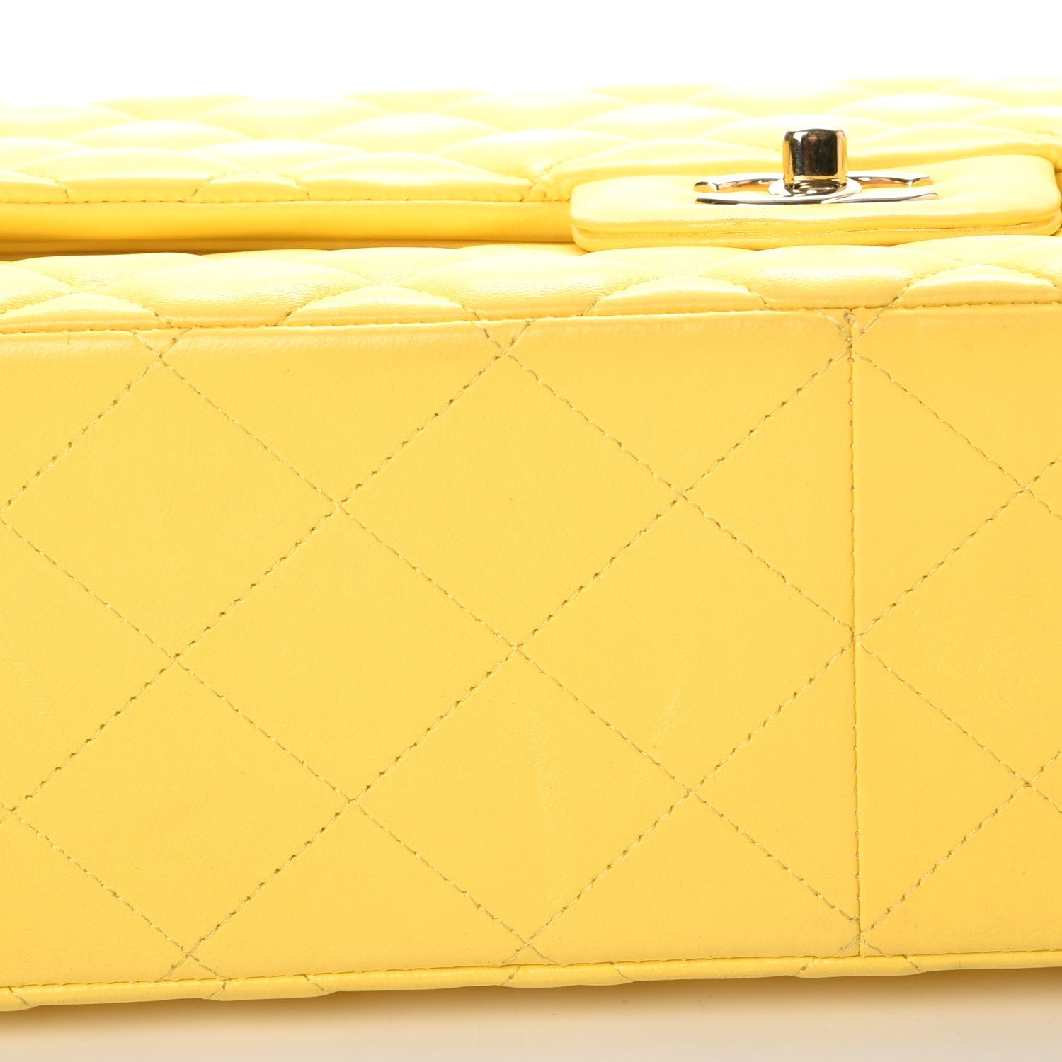 Chanel Lambskin Quilted Jumbo Double Flap Yellow 9 of 9