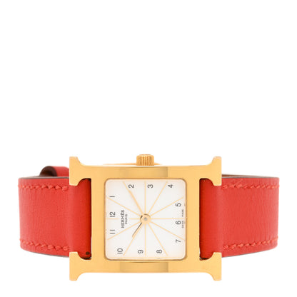Hermes Stainless Steel Swift 21mm Heure H Hour Quartz Watch Orange 2 of 5