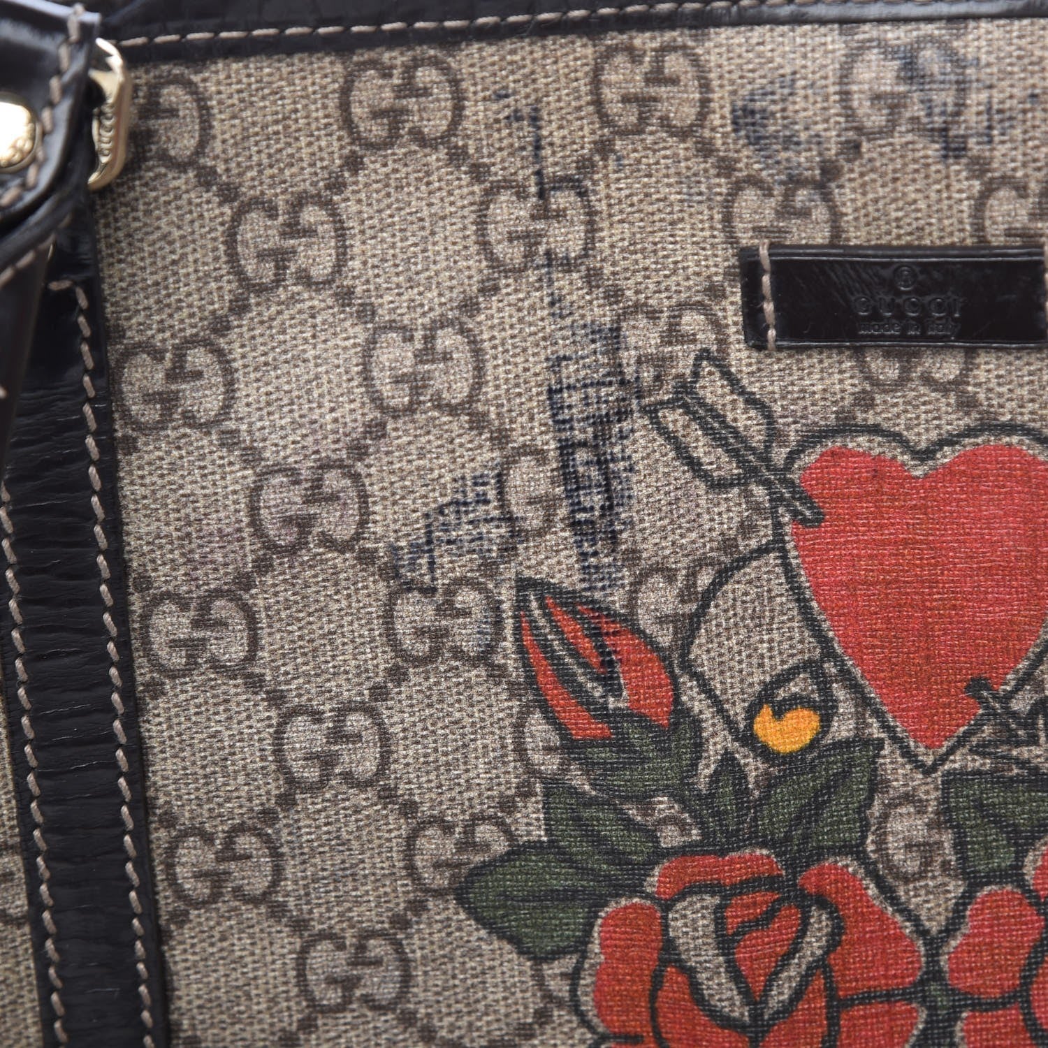 Gucci GG Plus Monogram Tattoo Heart Medium Joy Tote Ebony 12 of 22
