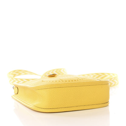 Hermes Taurillon Clemence Amazone Evelyne TPM Jaune De Naples White 3 of 9