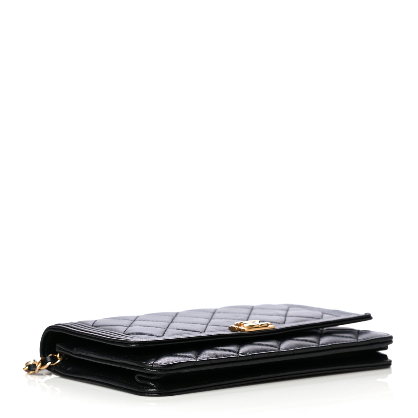 Lambskin Quilted Boy Wallet On Chain WOC Black
