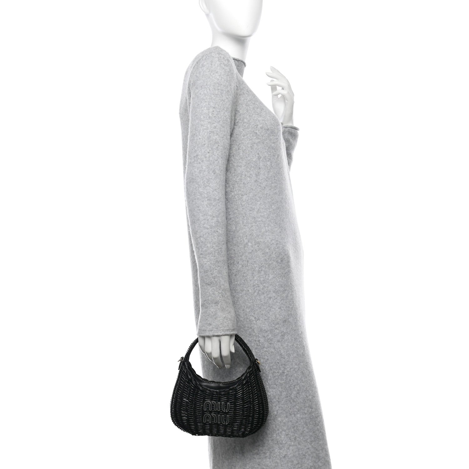 Miu Miu Wicker Wander Hobo Black 3 of 10