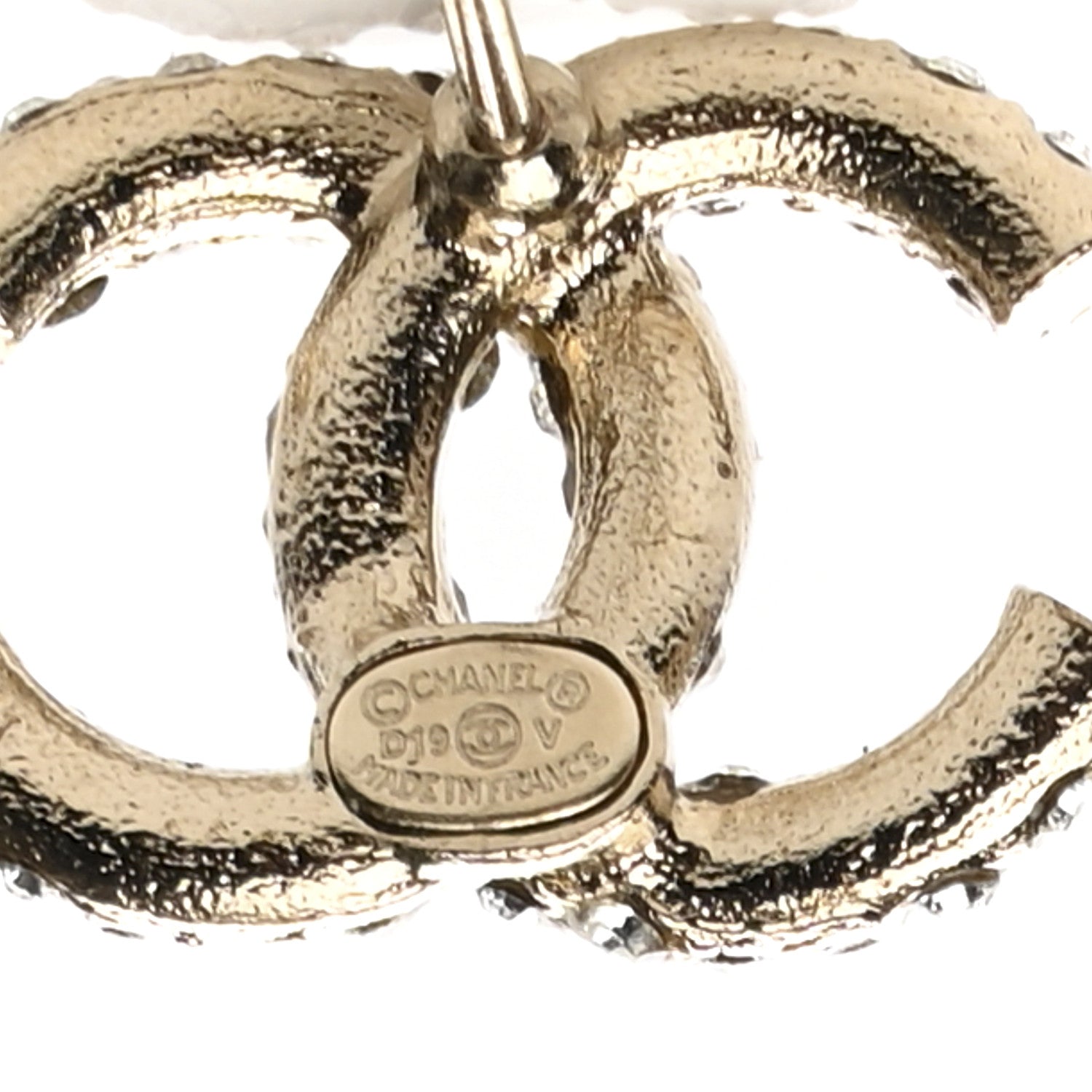 Chanel Crystal Timeless CC Earrings Light Gold 4 of 4