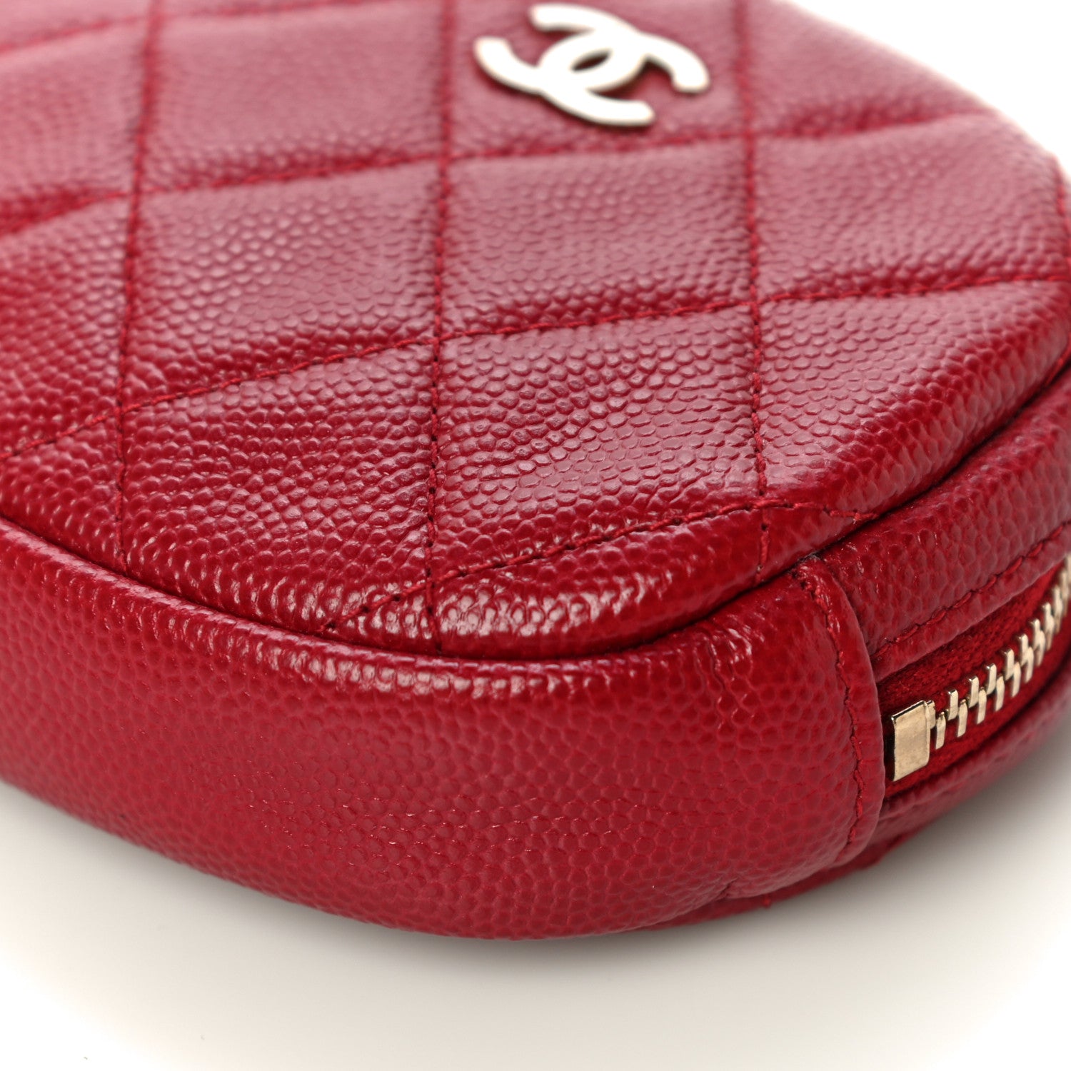 Chanel Caviar Quilted Zip Around Classic Coin Purse Red 9 of 9
