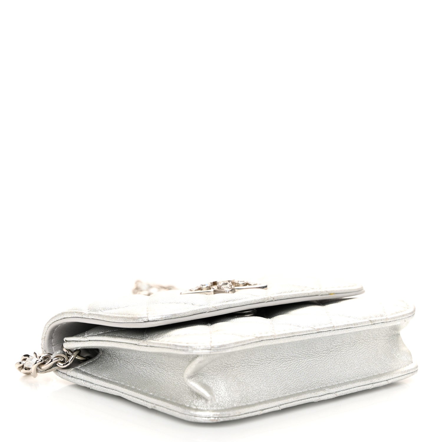 Chanel Metallic Lambskin Crystal Quilted Star Chain Belt Bag Silver 4 of 12