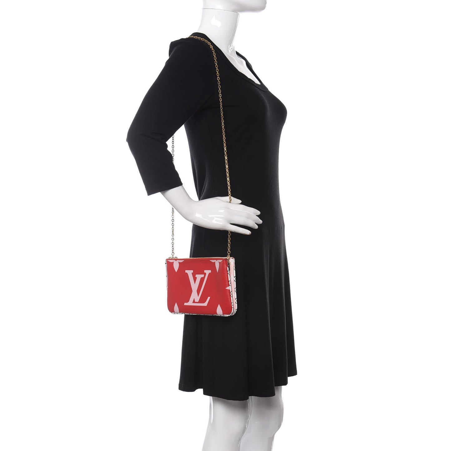 Monogram Giant Double Zip Pochette Rouge