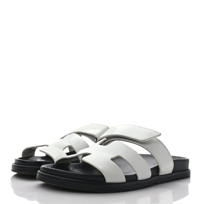 Hermes Calfskin Womens Chypre Sandals 39 White 3 of 10