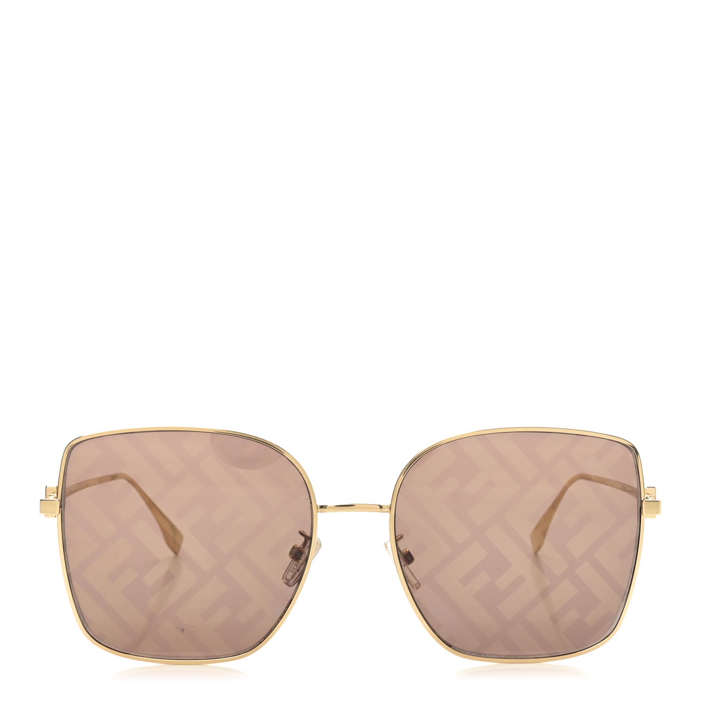 Metal Square Sunglasses FF40013U Gold Brown