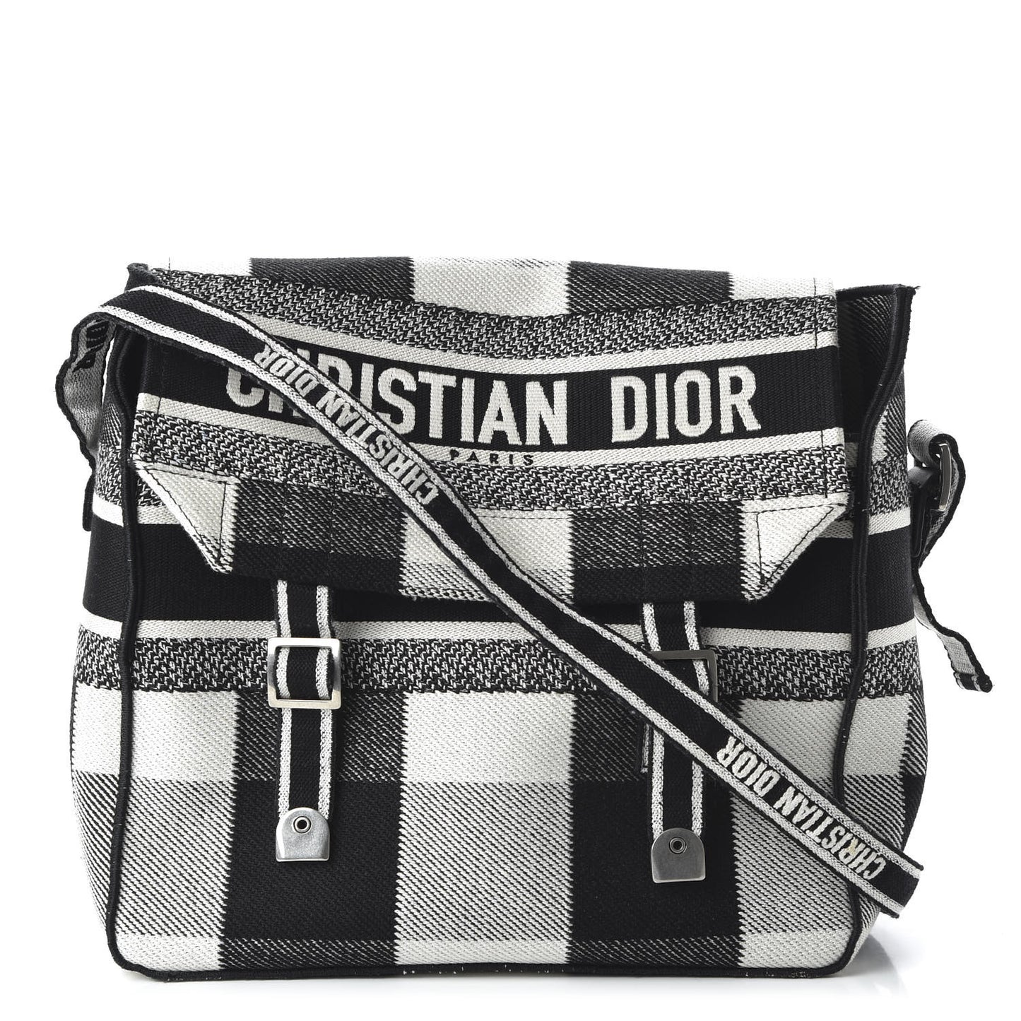 Canvas Tartan Diorcamp Messenger Black White
