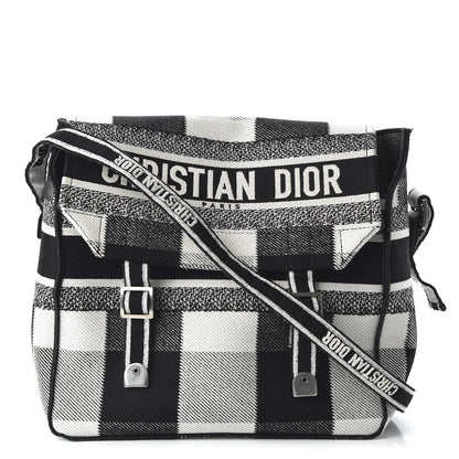 Christian Dior Canvas Tartan Diorcamp Messenger Black White 1 of 8