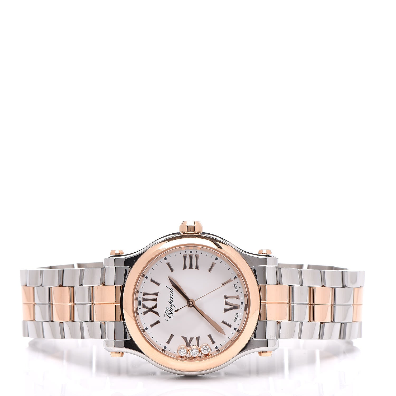 Chopard Stainless Steel 18K Rose Gold 3 Diamond 30mm Happy Sport Quartz Watch 3 of 8